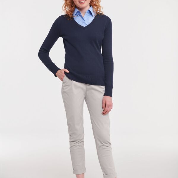 Ladies' V-Neck Knitted Pullover Thumbnail